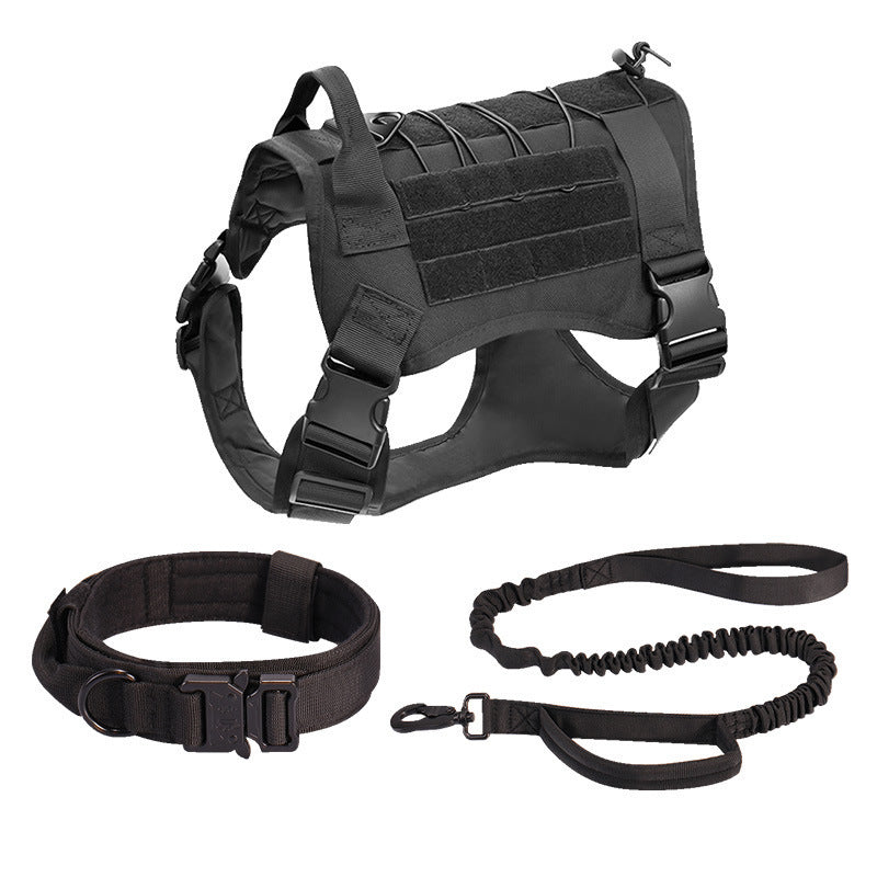 Tactical Dog Harness With Collar and Bungee Leash