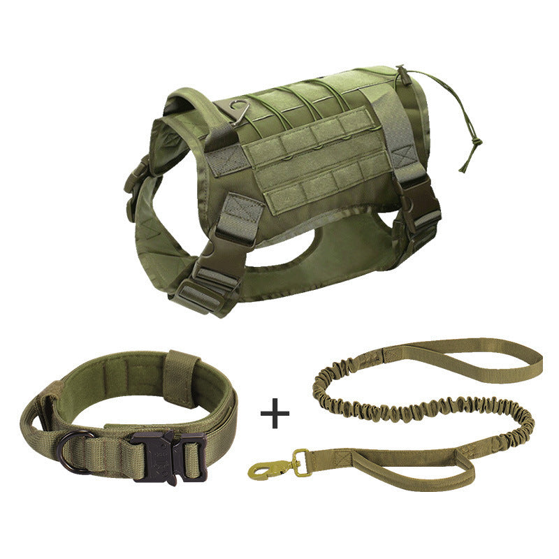 Tactical Dog Harness With Collar and Bungee Leash