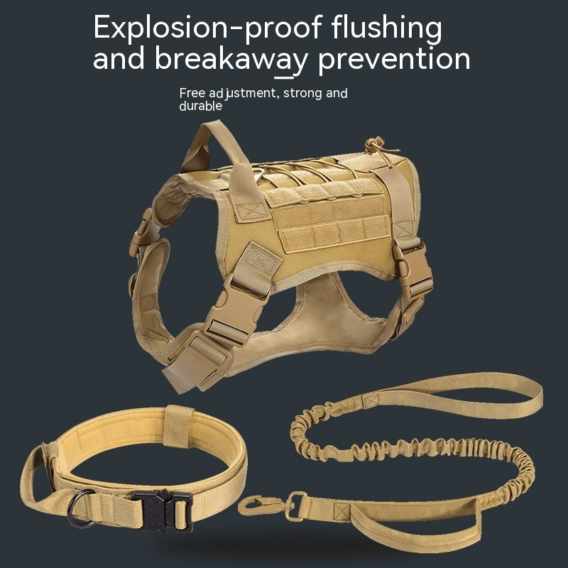 Tactical Dog Harness With Collar and Bungee Leash