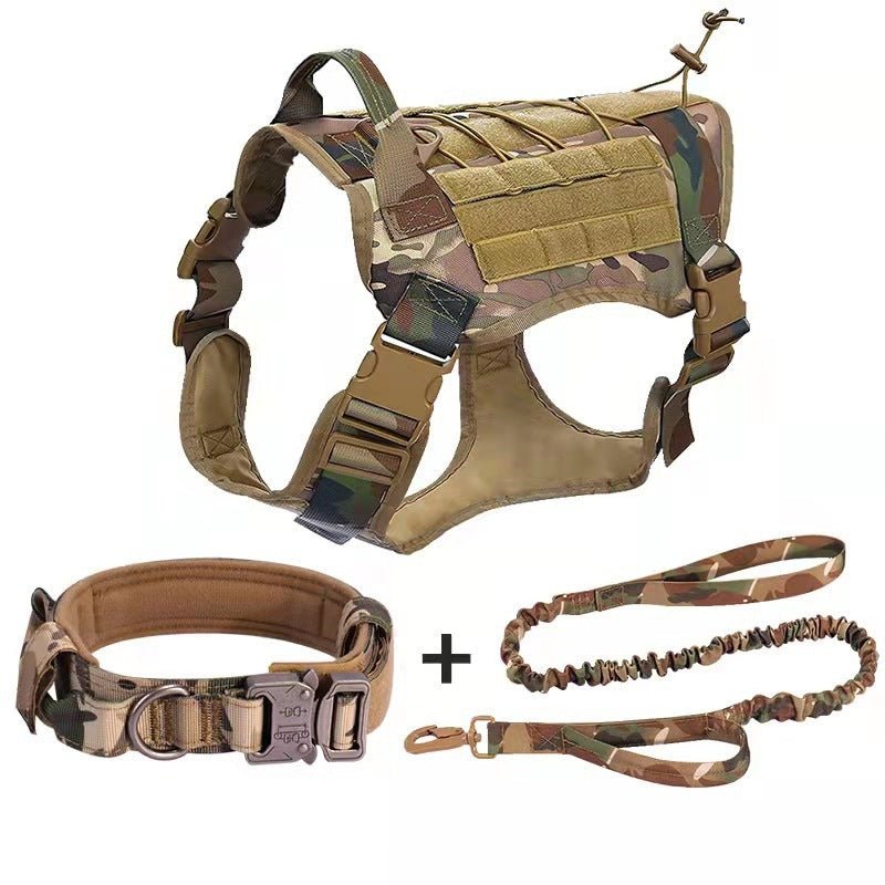Tactical Dog Harness With Collar and Bungee Leash - Black Fox Security Group