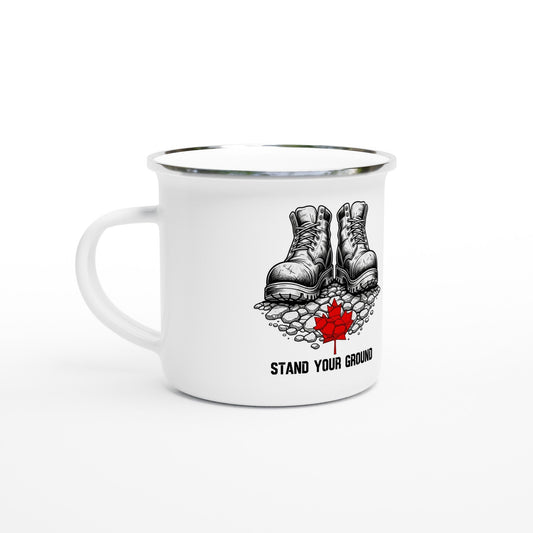 White 12oz Enamel Mug - Black Fox Security Group