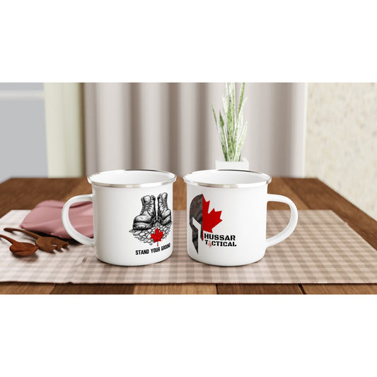 White 12oz Enamel Mug - Black Fox Security Group