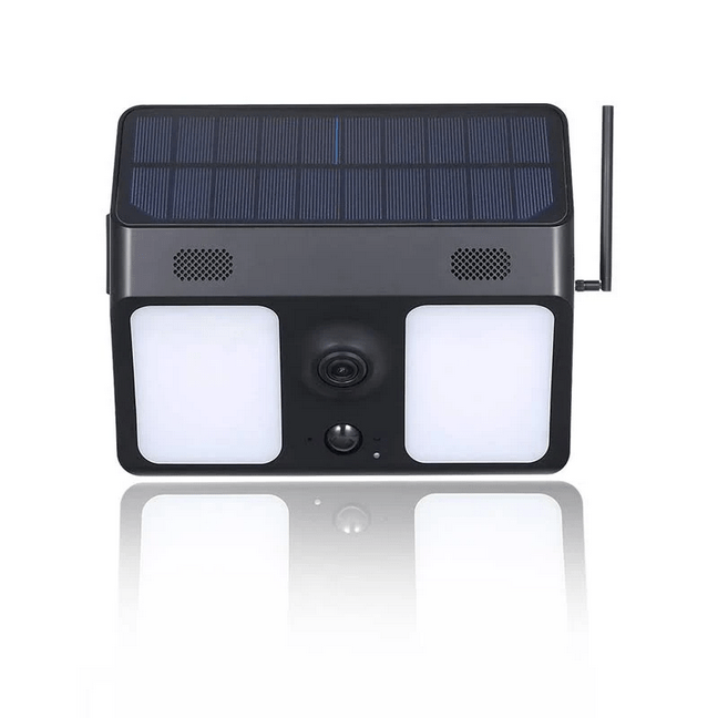 Floodlight surveillance camera (built - in solar panel) - Black Fox Security Group